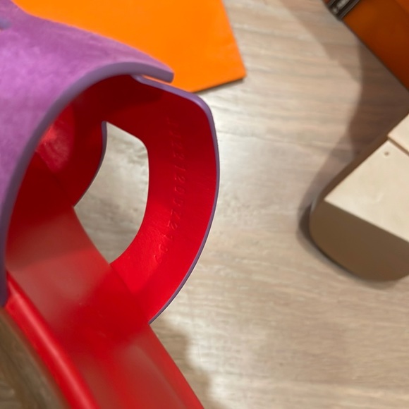 LBNIB AUTHENTIC HERMES Suede Purple & Hot Pink Orans SZ. 38.5 or 8.5 - Picture 14 of 14